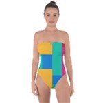 Squares  Tie Back One Piece Swimsuit