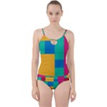 Squares  Cut Out Top Tankini Set