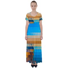 High Waist Short Sleeve Maxi Dress 