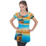 Mosaic  Puff Sleeve Tunic Top