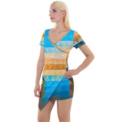 Short Sleeve Asymmetric Mini Dress 