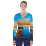 Mosaic  V-Neck Long Sleeve Top