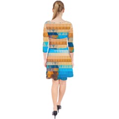 Quarter Sleeve Front Wrap Dress 