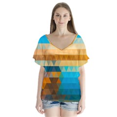 V-Neck Flutter Sleeve Top 