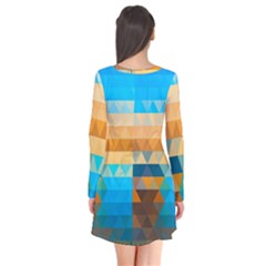 Long Sleeve V-neck Flare Dress 