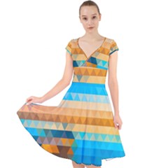 Cap Sleeve Front Wrap Midi Dress 