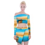 Mosaic  Off Shoulder Top with Mini Skirt Set