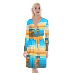 Long Sleeve Velvet Front Wrap Dress 