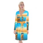 Mosaic  Long Sleeve Velvet Front Wrap Dress