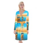 Mosaic  Long Sleeve Velvet Front Wrap Dress