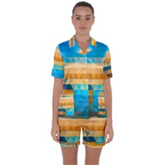 Satin Short Sleeve Pajamas Set 