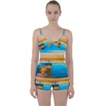 Mosaic  Tie Front Two Piece Tankini