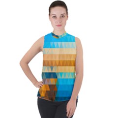 Mock Neck Chiffon Sleeveless Top 