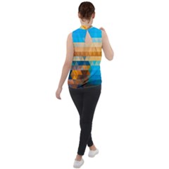 Mock Neck Chiffon Sleeveless Top 