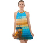 Mosaic  Halter Tie Back Chiffon Dress