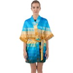 Mosaic  Half Sleeve Satin Kimono 