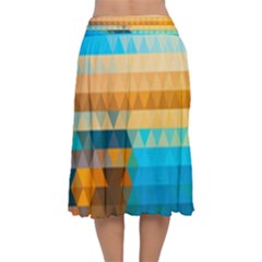 Velvet Flared Midi Skirt 