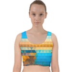 Mosaic  Velvet Racer Back Crop Top