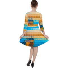 Quarter Sleeve Ruffle Waist Dress 