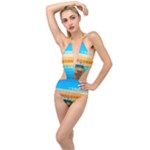 Mosaic  Plunging Cut Out Swimsuit