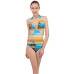 Mosaic  Halter Front Plunge Swimsuit