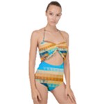 Mosaic  Scallop Top Cut Out Swimsuit