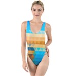 Mosaic  High Leg Strappy Swimsuit