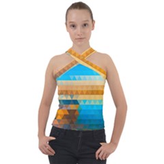 Cross Neck Velour Top 