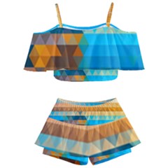 Kids  Off Shoulder Skirt Bikini 
