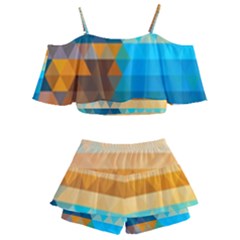 Kids  Off Shoulder Skirt Bikini 