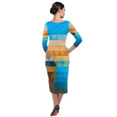 Quarter Sleeve Midi Velour Bodycon Dress 