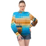 Mosaic  High Neck Long Sleeve Chiffon Top