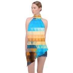 Halter Asymmetric Satin Top 