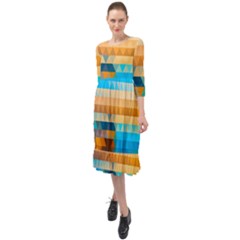 Ruffle End Midi Chiffon Dress 