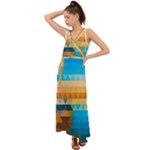 Mosaic  V-Neck Chiffon Maxi Dress