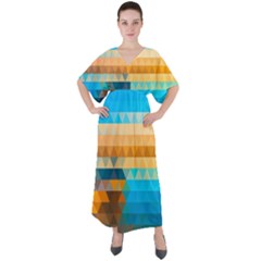 V-Neck Boho Style Maxi Dress 