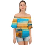 Mosaic  Off Shoulder Short Sleeve Top