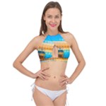 Mosaic  Cross Front Halter Bikini Top