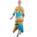 Mosaic  Quarter Sleeve Wrap Front Maxi Dress