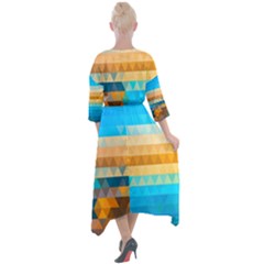Quarter Sleeve Wrap Front Maxi Dress 