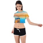 Mosaic  Tie Back Short Sleeve Crop Tee