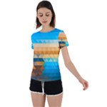 Mosaic  Back Circle Cutout Sports Tee