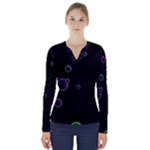 Bubble in dark V-Neck Long Sleeve Top