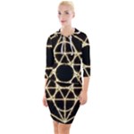 Sacred Geometry: Metatron Quarter Sleeve Hood Bodycon Dress