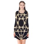 Sacred Geometry: Metatron Long Sleeve V-neck Flare Dress