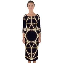 Quarter Sleeve Midi Bodycon Dress 