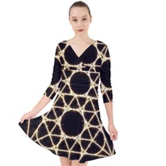 Quarter Sleeve Front Wrap Dress 