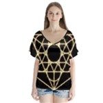 Sacred Geometry: Metatron V-Neck Flutter Sleeve Top