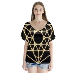 V-Neck Flutter Sleeve Top 
