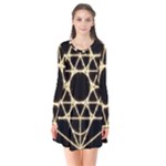 Sacred Geometry: Metatron Long Sleeve V-neck Flare Dress